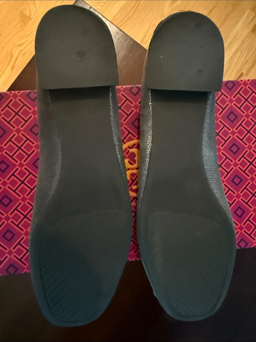 Tory Burch Silver Metallic Square-Embellished Flats